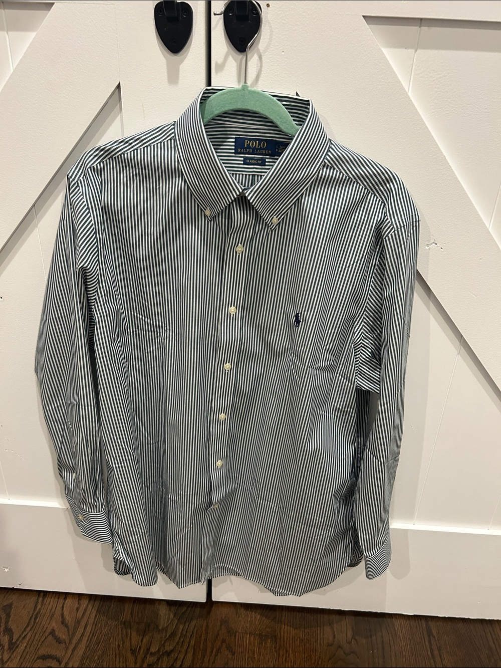 Polo by Ralph Lauren Green and White Stripe Button-Down Shirt